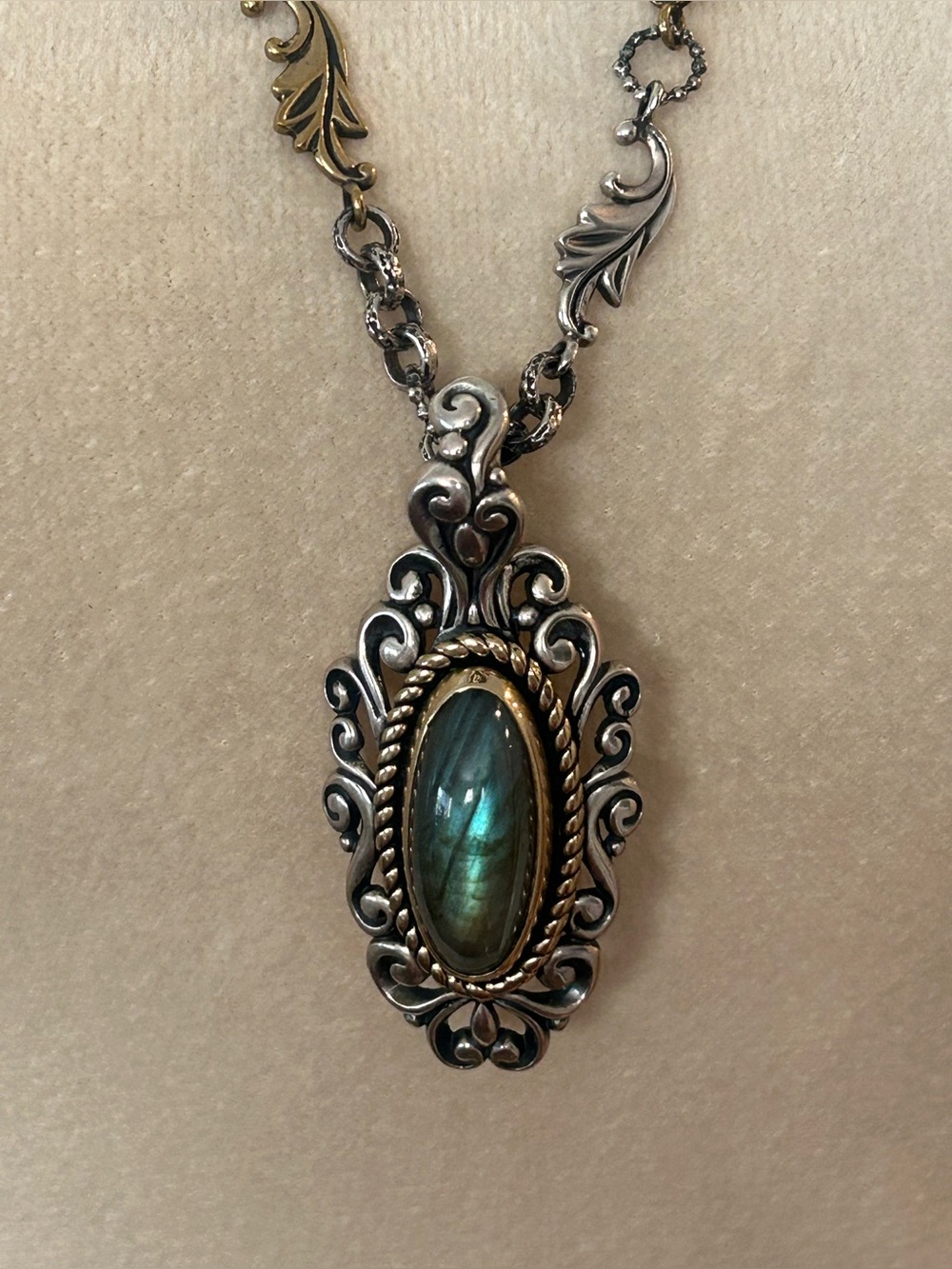 Carolyn Pollack Sterling & Brass Labradorite Necklace